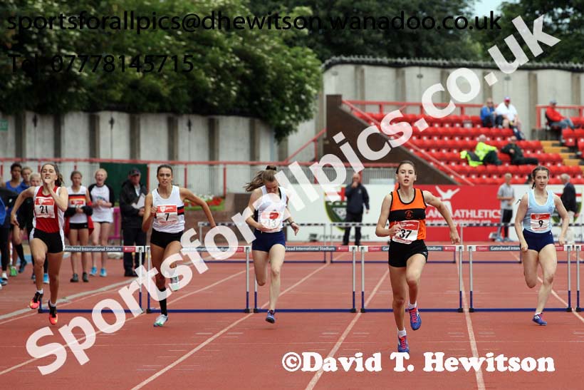 Inter girls 300 metres hurdles, English Schools Track and Field. Photo: David T. Hewitson/Sports for All Pics